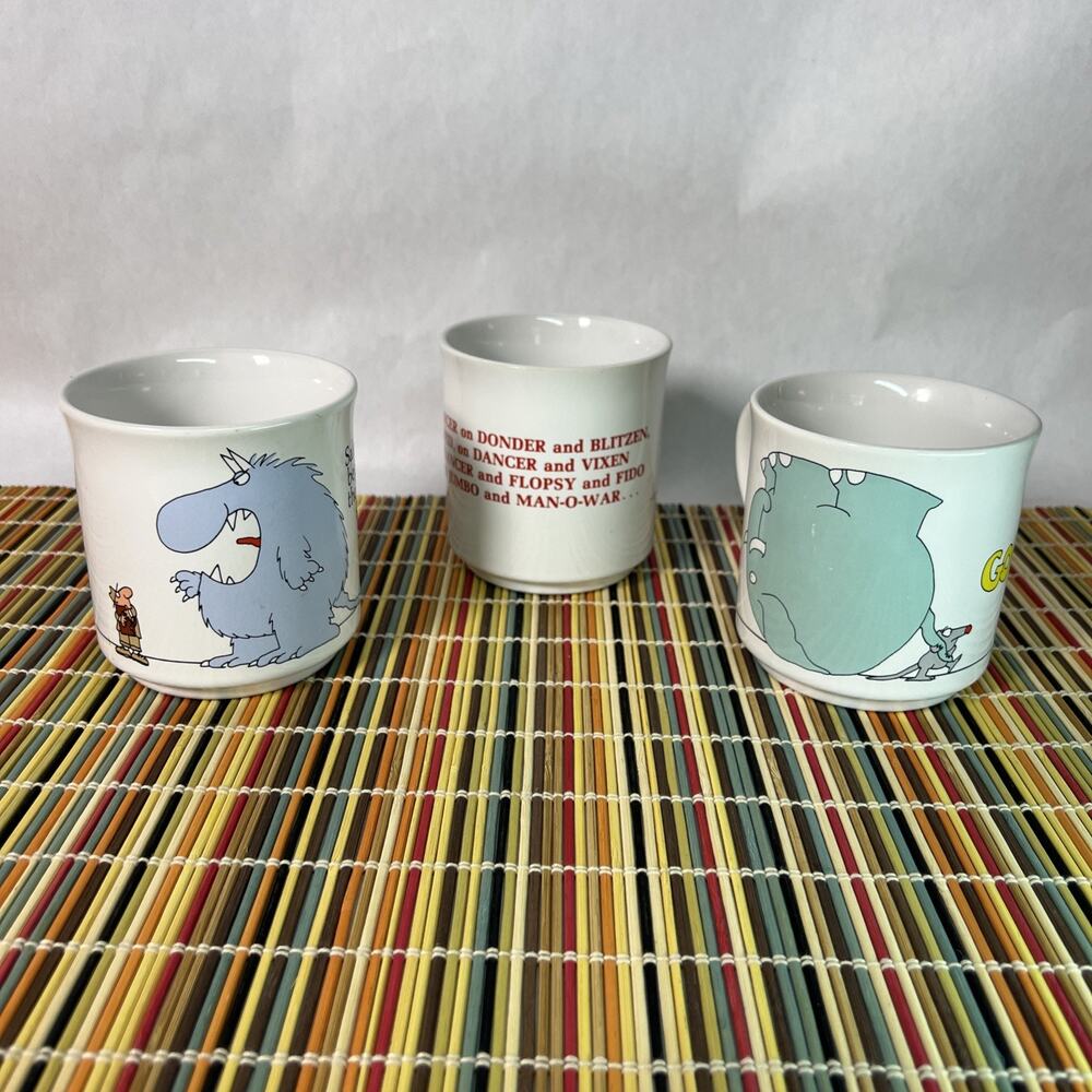 Sandra Boynton Cartoon Graphic Coffee Mugs • Lot of 3 • Vintage Humor